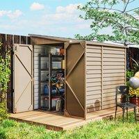 OUTSUNNY 5 x 9ft Galvanised Metal Garden Shed with Foundation Kit, Brown