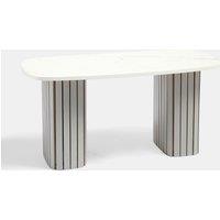 OHS Madison Ribbed Long Coffee Table Living Room Office End Side Table in Grey