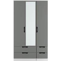 Ready Assembled 2 U Holborn Tall Triple 2 Drawer Mirror + Drawer Wardrobe (Ready Assembled) in Dark Grey