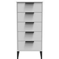 Ready Assembled 2 U Fuji 5 Drawer Tall Bedside (Ready Assembled) in Grey