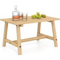 Costway Outdoor Coffee Table Solid Wood Patio Table w/Slatted Tabletop in Natural