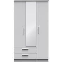 Ready Assembled 2 U Windsor Triple Mirror Wardrobe with 2 Drawers (Ready Assembled) in Mid Grey