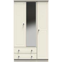 Ready Assembled 2 U Stirling Triple Mirror Wardrobe with 2 Drawers (Ready Assembled) in Cream