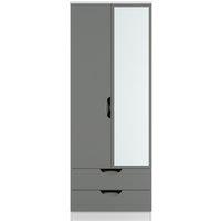 Ready Assembled 2 U Holborn Tall 2 Door 2drw Mirrored Wardrobe (Ready Assembled) in Dark Grey