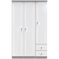 Ready Assembled 2 U Stratford Triple Plain + Drawer Wardrobe (Ready Assembled) in White
