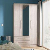 Ready Assembled 2 U Gloucester Triple Mirror Wardrobe with 2 Drawers (Ready Assembled) in Light Grey
