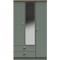 Ready Assembled 2 U Albert Triple 2 Drawer Mirrored Wardrobe (Ready Assembled) in Pale Green