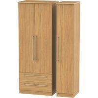 Ready Assembled 2 U Carlton Triple Wardrobe with 2 Drawers (Ready Assembled) in Natural