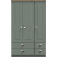 Ready Assembled 2 U Albert Tall Triple 2 Drawer + Drawer Wardrobe (Ready Assembled) in Pale Green