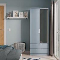Ready Assembled 2 U Dover 2 Door 2 Drawer Mirrored Wardrobe (Ready Assembled) in Light Blue