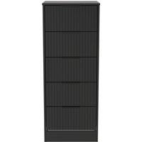 Ready Assembled 2 U Denver 5 Drawer Tall Bedside (Ready Assembled) in True Black