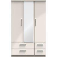 Ready Assembled 2 U Windsor Triple 2 Drawer Mirror + Drawer Wardrobe (Ready Assembled) in Taupe