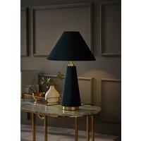 ValueLights Martha Conical Lamp Shade Velvet Boucle Fabric Table Lamp with Bulb in Dark Green