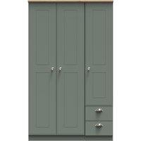 Ready Assembled 2 U Albert Triple Plain + Drawer Wardrobe (Ready Assembled) in Pale Green