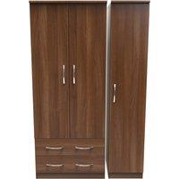 Ready Assembled 2 U Hampshire Triple 2 Drawer Wardrobe (Ready Assembled) in Walnut