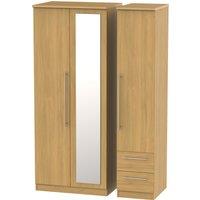 Ready Assembled 2 U Carlton Triple Mirror + Drawer Wardrobe (Ready Assembled) in Natural