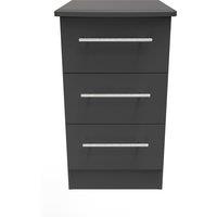 Ready Assembled 2 U Carlton 3 Drawer Bedside Cabinet (Ready Assembled) in Dark Grey