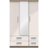 Ready Assembled 2 U Windsor Triple 2 Drawer Mirror + Drawer Wardrobe (Ready Assembled) in Beige