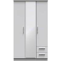 Ready Assembled 2 U Windsor Tall Triple Mirror + Drawer Wardrobe (Ready Assembled) in Mid Grey