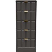 Ready Assembled 2 U Seattle 5 Drawer Tall Bedside (Ready Assembled) in Dark Grey