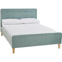 Lemon Pavilion Furniture Pierre 4.6 Double Bed - Velvet - L208.5 x W144.5 x H104 cm - Aqua in Blue