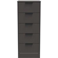 Ready Assembled 2 U Denver 5 Drawer Tall Bedside (Ready Assembled) in Dark Grey