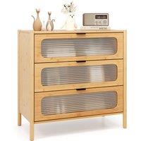 Costway 3-Drawer Dresser Mid Century Modern Chest of Drawers in Natural