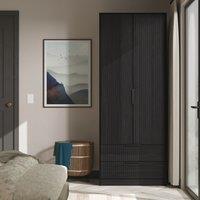 Ready Assembled 2 U Menai 2 Door 2 Drawer Wardrobe (Ready Assembled) in Black