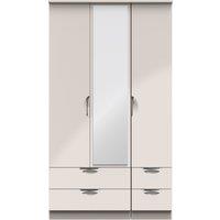 Ready Assembled 2 U Holborn Tall Triple 2 Drawer Mirror + Drawer Wardrobe (Ready Assembled) in Taupe