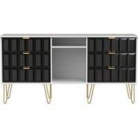 Ready Assembled 2 U Metro 6 Drawer Sideboard (Ready Assembled) in True Black