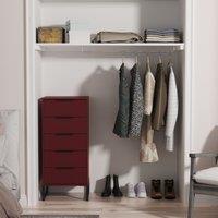 Ready Assembled 2 U Fuji 5 Drawer Tall Bedside (Ready Assembled) in Dark Red