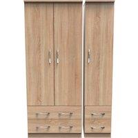 Ready Assembled 2 U Hampshire Triple 2 Drawer + Drawer Wardrobe (Ready Assembled) in Light Oak