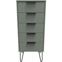 Ready Assembled 2 U Fuji 5 Drawer Tall Bedside (Ready Assembled) in Pale Green