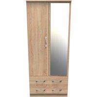 Ready Assembled 2 U Hampshire 2 Door 2 Drawer Mirrored Wardrobe (Ready Assembled) in Light Oak