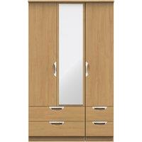 Ready Assembled 2 U Holborn Triple 2 Drawer Mirror + Drawer Wardrobe (Ready Assembled) in Brown
