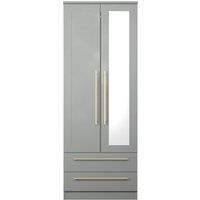 Ready Assembled 2 U Helmsley Tall 2 Door 2drw Mirrored Wardrobe (Ready Assembled) in Dark Grey