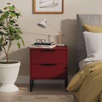 Ready Assembled 2 U Fuji 2 Drawer Bedside Cabinet (Ready Assembled) in Dark Red