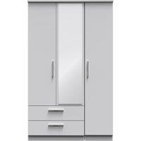 Ready Assembled 2 U Windsor Triple 2 Drawer Mirrored Wardrobe (Ready Assembled) in Mid Grey