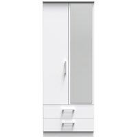 Ready Assembled 2 U Cornwall Tall 2 Door 2drw Mirrored Wardrobe (Ready Assembled) in White