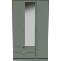 Ready Assembled 2 U Denver Triple Mirror Wardrobe with 2 Drawers (Ready Assembled) in Pale Green