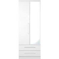 Ready Assembled 2 U Gloucester Tall 2 Door 2drw Mirrored Wardrobe (Ready Assembled) in White