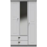 Ready Assembled 2 U Albert Triple Mirror Wardrobe with 2 Drawers (Ready Assembled) in Grey