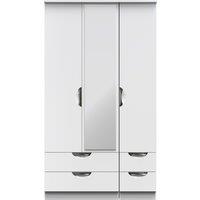 Ready Assembled 2 U Holborn Tall Triple 2 Drawer Mirror + Drawer Wardrobe (Ready Assembled) in White