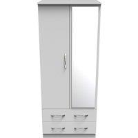 Ready Assembled 2 U Hampshire 2 Door 2 Drawer Mirrored Wardrobe (Ready Assembled) in White