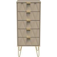Ready Assembled 2 U Dallas 5 Drawer Tall Bedside (Ready Assembled) in Light Brown