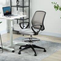 VINSETTO Draughtsman Office Chair Tall Desk Chair with Adjustable Height in Light Grey