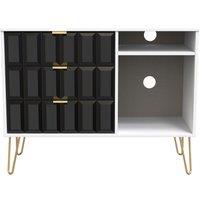 Ready Assembled 2 U Metro 3 Drawer TV Unit (Ready Assembled) in True Black