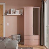 Ready Assembled 2 U Dover 2 Door 2 Drawer Mirrored Wardrobe (Ready Assembled) in Dusty Pink