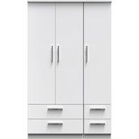 Ready Assembled 2 U Windsor Triple 2 Drawer + Drawer Wardrobe (Ready Assembled) in White