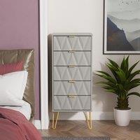 Ready Assembled 2 U Dallas 5 Drawer Tall Bedside (Ready Assembled) in Grey